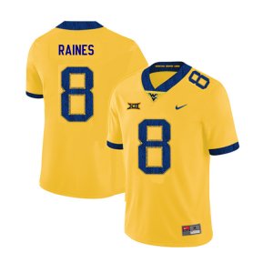 Men's West Virginia Mountaineers NCAA #8 Kwantel Raines Yellow Authentic Nike 2019 Stitched College Football Jersey XT15Y36RQ